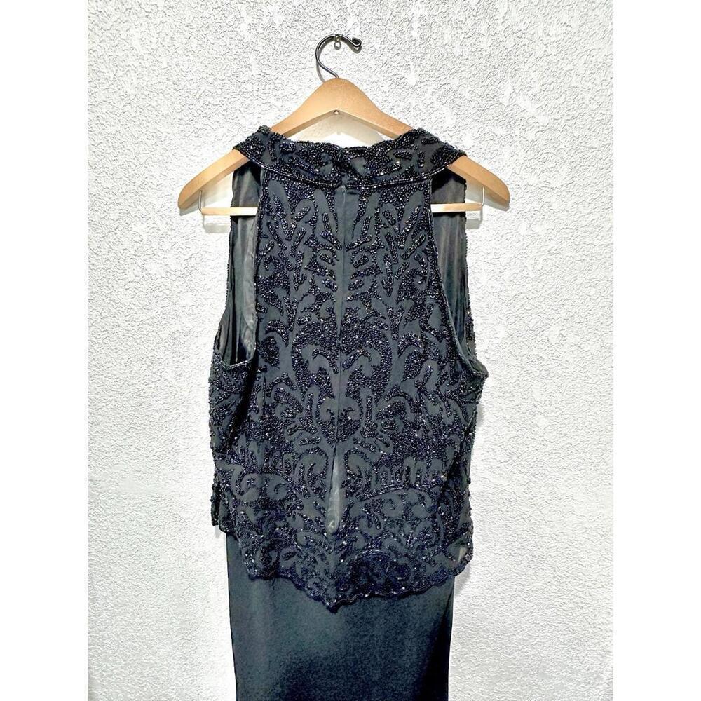 JKARA Black Beaded and Chiffon Evening Gown Size 14 - Picture 2 of 9